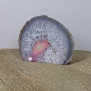 Pink & Grey Agate Geode Crystal Cluster 1.5kg | Large Polished Quartz Geode Disp